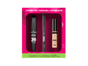 KIT VOGUE*3UND OJOS PESTANINA RESIST 36H+ DELINEADOR PLUMON RESIST+ CORRECTOR